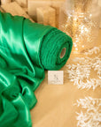 Iconic Silky Satin - Spring Green Color Quality Premium Charmeuse Fabric, One Way Stretch for Apparel, Nature-Inspired Decor, Garden Events