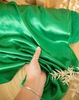 Iconic Silky Satin - Spring Green Color Quality Premium Charmeuse Fabric, One Way Stretch for Apparel, Nature-Inspired Decor, Garden Events