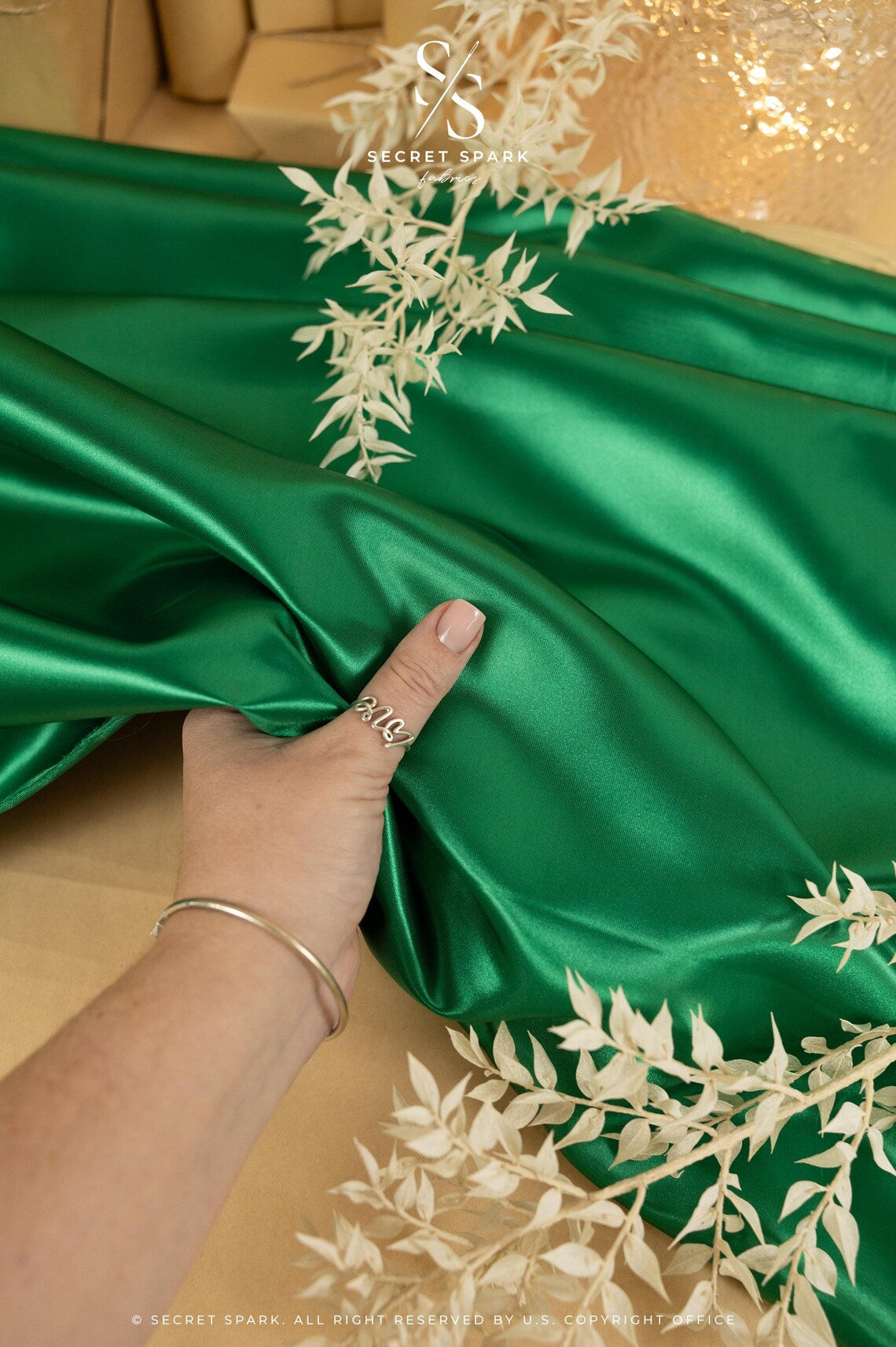 Spring Green Satin Fabric | Bright | for Dresses & Decor  Secret Spark  Fabrics