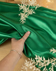 Amore - Spring Green Dense Stiff Satin Fabric, Bright Non-Stretch Shiny Material for Dresses, Gift Wrapping Ribbons, Chair Sashes, Quilting