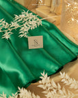 Amore - Spring Green Dense Stiff Satin Fabric, Bright Non-Stretch Shiny Material for Dresses, Gift Wrapping Ribbons, Chair Sashes, Quilting