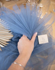 Clouds Tulle 59" - Steel Blue Color Premium Quality Material by the Yard, Matte Soft Italy Tulle Mesh Fabric for Evening Wear & Formal Events, 150 cm