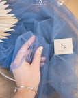 Clouds Tulle 59" - Steel Blue Color Premium Quality Material by the Yard, Matte Soft Italy Tulle Mesh Fabric for Evening Wear & Formal Events, 150 cm