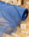 Glimmer Crystal Organza - Steel Blue Color Sheer Premium Crystal Fabric by the Yard, See Through Shiny Material for Evening Wear, Dance Costumes