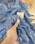 Glitz Sequin - Steel Blue Color High-Quality Premium Material by the Yard, Round Shape 3mm for Evening Gowns, Event Decor, Backdrop