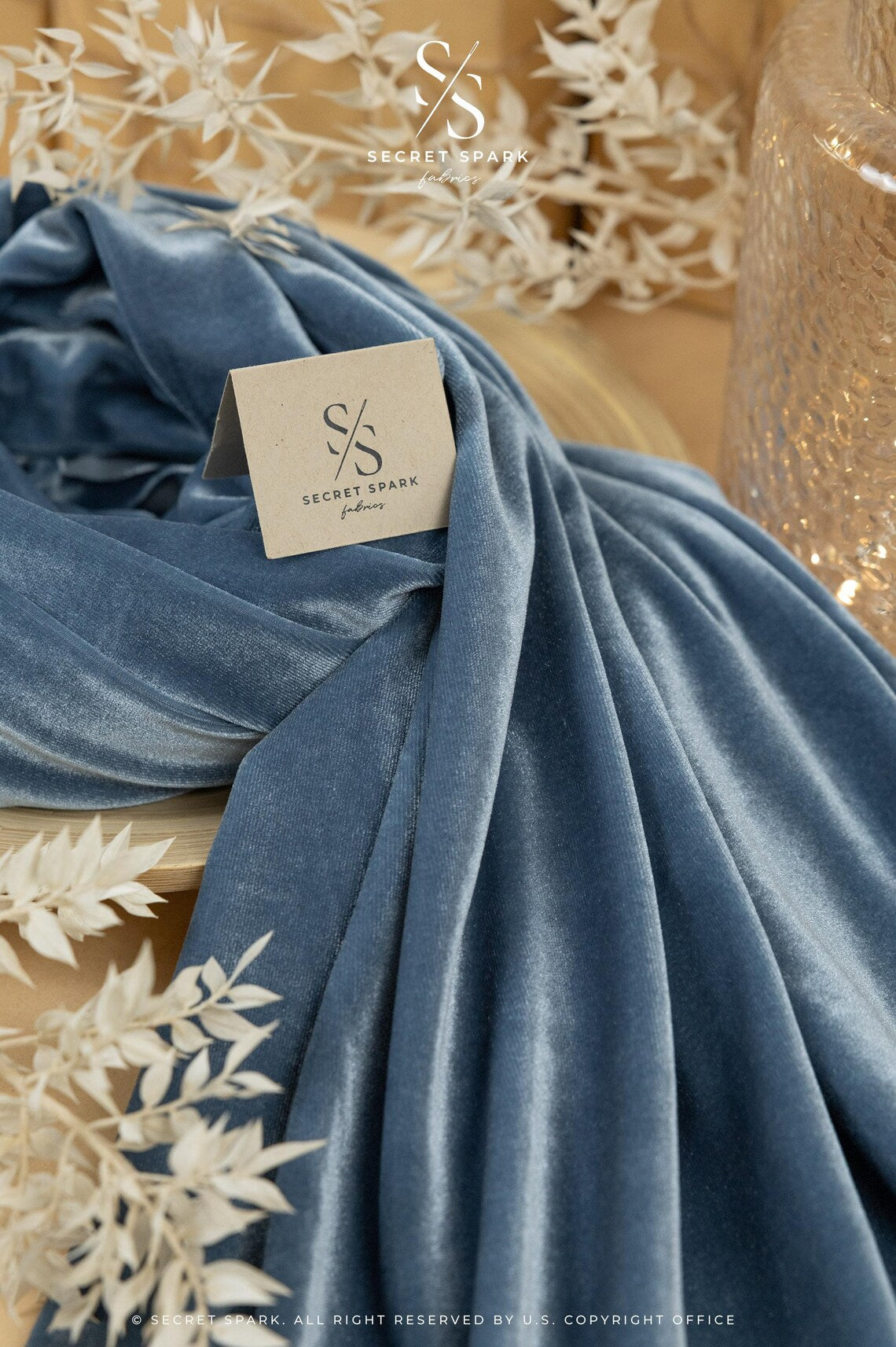 Rich - Steel Blue Stretch Velvet Fabric
