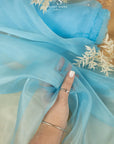 Glimmer Crystal Organza - Summer Sky Color Sheer High-Quality Crystal Fabric by the Yard, Sparkle Material for Baby Shower, Wedding Decor, DIY