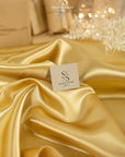 Amore - Sungold Dense Sturdy Satin Fabric, Vibrant Non-Stretch Shiny Material for Upholstery, Event Decor, Fashion Dresses & DIY Projects