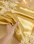 Amore - Sungold Dense Sturdy Satin Fabric, Vibrant Non-Stretch Shiny Material for Upholstery, Event Decor, Fashion Dresses & DIY Projects