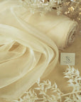 Glimmer Crystal Organza - Sunkissed Beige Color Sheer High-Quality Crystal Fabric by the Yard, Sparkle Material for Wedding Events, Decor 59"