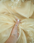 Glimmer Crystal Organza - Sunkissed Beige Color Sheer High-Quality Crystal Fabric by the Yard, Sparkle Material for Wedding Events, Decor 59"