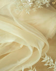 Glimmer Crystal Organza - Sunkissed Beige Color Sheer High-Quality Crystal Fabric by the Yard, Sparkle Material for Wedding Events, Decor 59"
