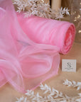 Glimmer Crystal Organza - Sweetheart Pink Color Sheer High-Quality Crystal Fabric by the Yard, Sparkle Material for Baby Shower, Romance Decor