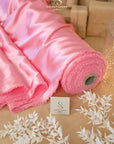 Iconic Silky Satin - Sweetheart Pink Color Soft Quality Fabric, One Way Stretch Premium Satin for Dresses, Ladies Clothing, Evening Wear