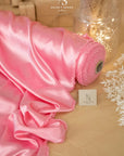 Iconic Silky Satin - Sweetheart Pink Color Soft Quality Fabric, One Way Stretch Premium Satin for Dresses, Ladies Clothing, Evening Wear