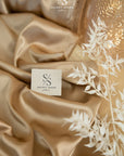 Iconic Silky Satin - Tan Brown Color High Quality Fabric 1 Way Stretch Satin for Gowns, Lingerie, Women's slips, Negligees, Decor, Dress