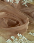 Glimmer Crystal Organza - Tan Brown Color Sheer High-Quality Crystal Fabric by the Yard, Sparkle Material for Rustic Events, Natural Decor 59"