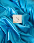 Iconic Silky Satin - Turquoise Blue Color Premium Fabric, One Way Stretch Satin for Multipurpose, Perfect for Table Runners, Pajamas, Dress making