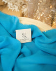 Aura Chiffon - Turquoise Blue Color Premium Material by the Yard, Soft Matte with Tropical Drape, for Beach Wedding, Resort Wear, Summer Decor