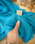 Aura Chiffon - Turquoise Blue Color Premium Material by the Yard, Soft Matte with Tropical Drape, for Beach Wedding, Resort Wear, Summer Decor