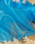 Glimmer Crystal Organza - Turquoise Blue Color Sheer High-Quality Crystal Fabric by the Yard, Sparkle Material for Summer Events, Beach Decor