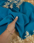 Grace - Turquoise Blue Crepe Stretch Fabric for Dresses, Suits, Interior Decor, Heavy Twill Material for Tailoring, Drapes, Creative DIY