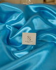 Amore - Turquoise Blue Lustrous Satin Fabric, Dense Non-Stretch Shiny Material for Prom Dress, Chair Sashes, Decorative Linings, Decoration