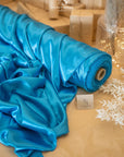 Iconic Silky Satin - Turquoise Blue Color Premium Fabric, One Way Stretch Satin for Multipurpose, Perfect for Table Runners, Pajamas, Dress making
