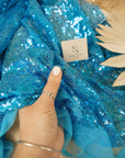 Glitz Sequin - Turquoise Color High-Quality Premium Material by the Yard, Round Shape 3mm for Stage Costumes, Event Decor, Dresses