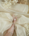 Glimmer Crystal Organza - Vanilla Color Sheer High-Quality Crystal Fabric by the Yard, Sparkle Material for Bridal Events, Wedding Decor 59"