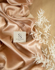 Iconic Silky Satin - Warm Tan Color Soft Quality 1 Way Stretch Fabric, Soft Satin for Women's Slips, Crafts, Ties, Handkerchiefs DIY