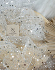 Starlight - White Silver Crystal Premium Beaded & Sequined Mesh, High Quality Bridal Material by the Yard for Wedding Gowns