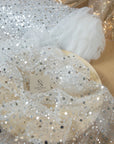 Starlight - White Silver Crystal Premium Beaded & Sequined Mesh, High Quality Bridal Material by the Yard for Wedding Gowns