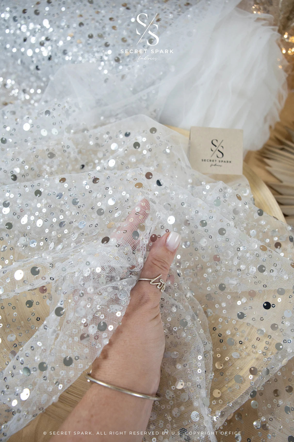 Starlight - White Silver Crystal Premium Beaded & Sequined Mesh, High Quality Bridal Material by the Yard for Wedding Gowns Starlight - White Silver Crystal Premium Beaded & Sequined Mesh, High Quality Bridal Material by the Yard for Wedding Gowns