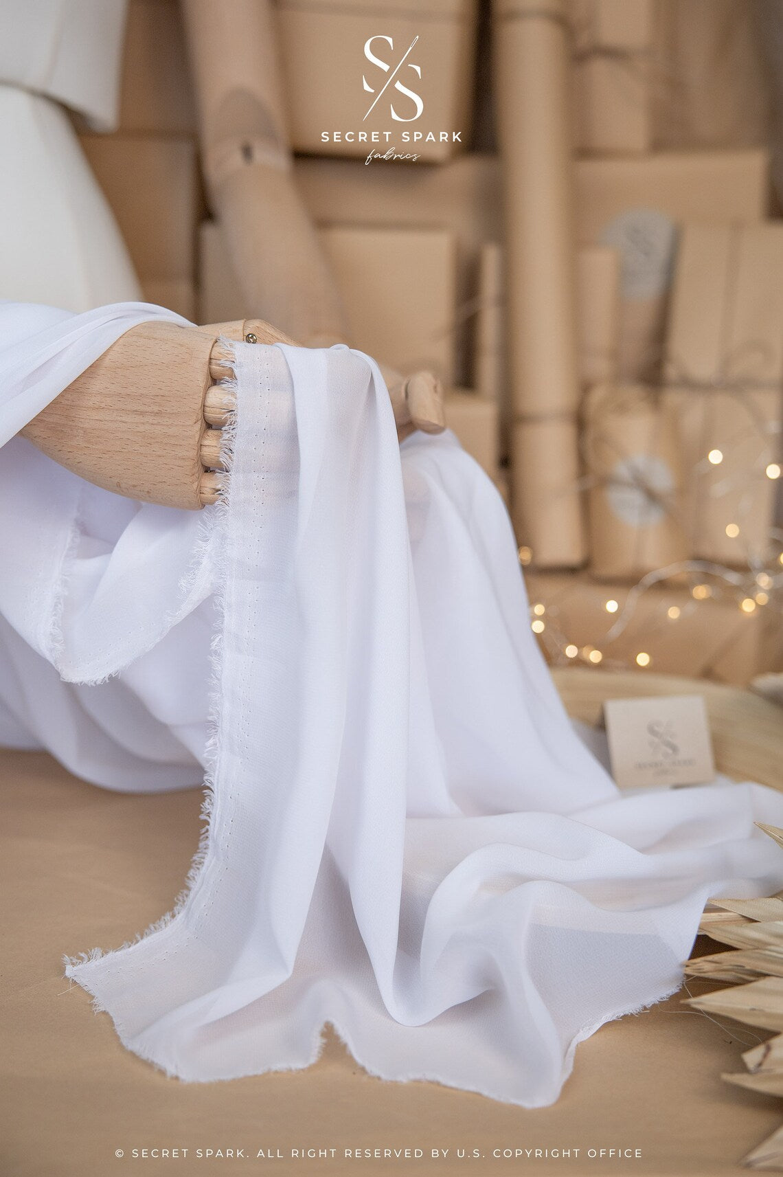 Aura Chiffon - White Color Premium Bridal Material by The Yard, Soft Matte with Classic Drape, for Wedding Gowns, Veils, Bridal Accessories 8 Yards / Aura Chiffon - White Color Premium Bridal Material by The Yard, Soft Matte with Classic Drape, for Wedding Gowns, Veils, Bridal Accessories 8 Yards /