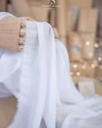 Aura Chiffon - White Color Premium Bridal Material by the Yard, Soft Matte with Classic Drape, for Wedding Gowns, Veils, Bridal Accessories