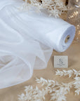 Glimmer Crystal Organza - White Color Premium Bridal High-Quality Crystal Fabric by the Yard for Wedding Gown, Event Decor, Chair Sashes
