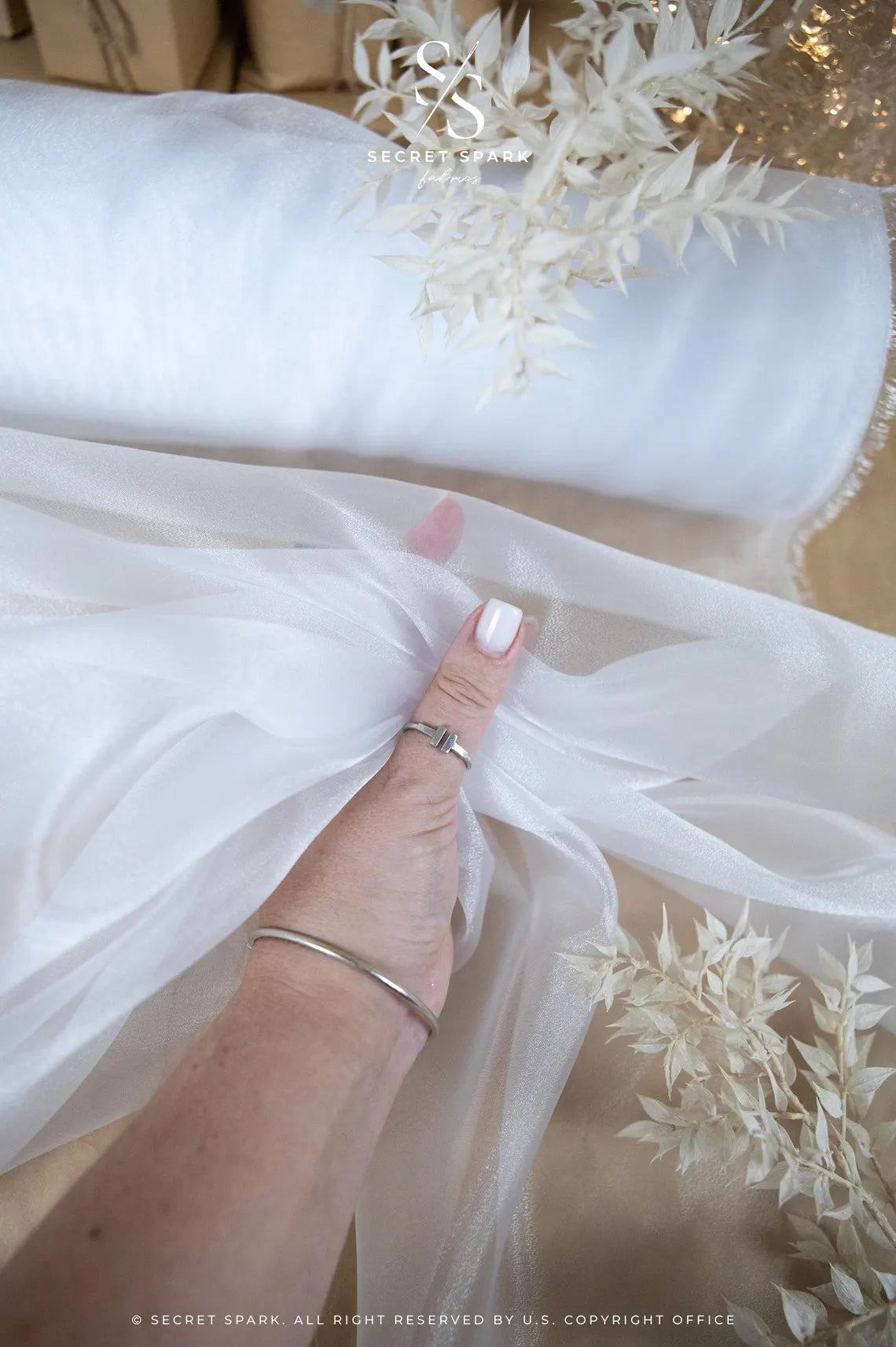 Buy White Crystal Organza