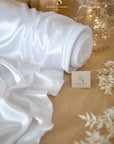 Iconic Silky Satin - White Color Premium Fabric One Way Stretch Fabric for Wedding, Evening, Slip Dresses, Engagement, Decor