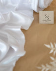 Iconic Silky Satin - White Color Premium Fabric One Way Stretch Fabric for Wedding, Evening, Slip Dresses, Engagement, Decor
