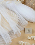 Micro Pleated - White Bridal Premium Fabric by the Yard, Handmade Textured Tulle with Irregular Pleats for Wedding Dresses, Veils