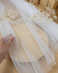 Micro Pleated - White Bridal Premium Fabric by the Yard, Handmade Textured Tulle with Irregular Pleats for Wedding Dresses, Veils