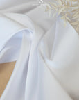 Mikado - White Premium Bridal Stretch Satin, High-Quality Structured Material by the Yard with One-Way Stretch for Wedding Gowns, Evening Wear