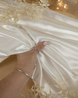 Amore - White Glossy and Sturdy Bridal Satin Fabric by the yard, Non-stretch Dense Satin Material 60" Wide, for Wedding Gown, Decor Projects