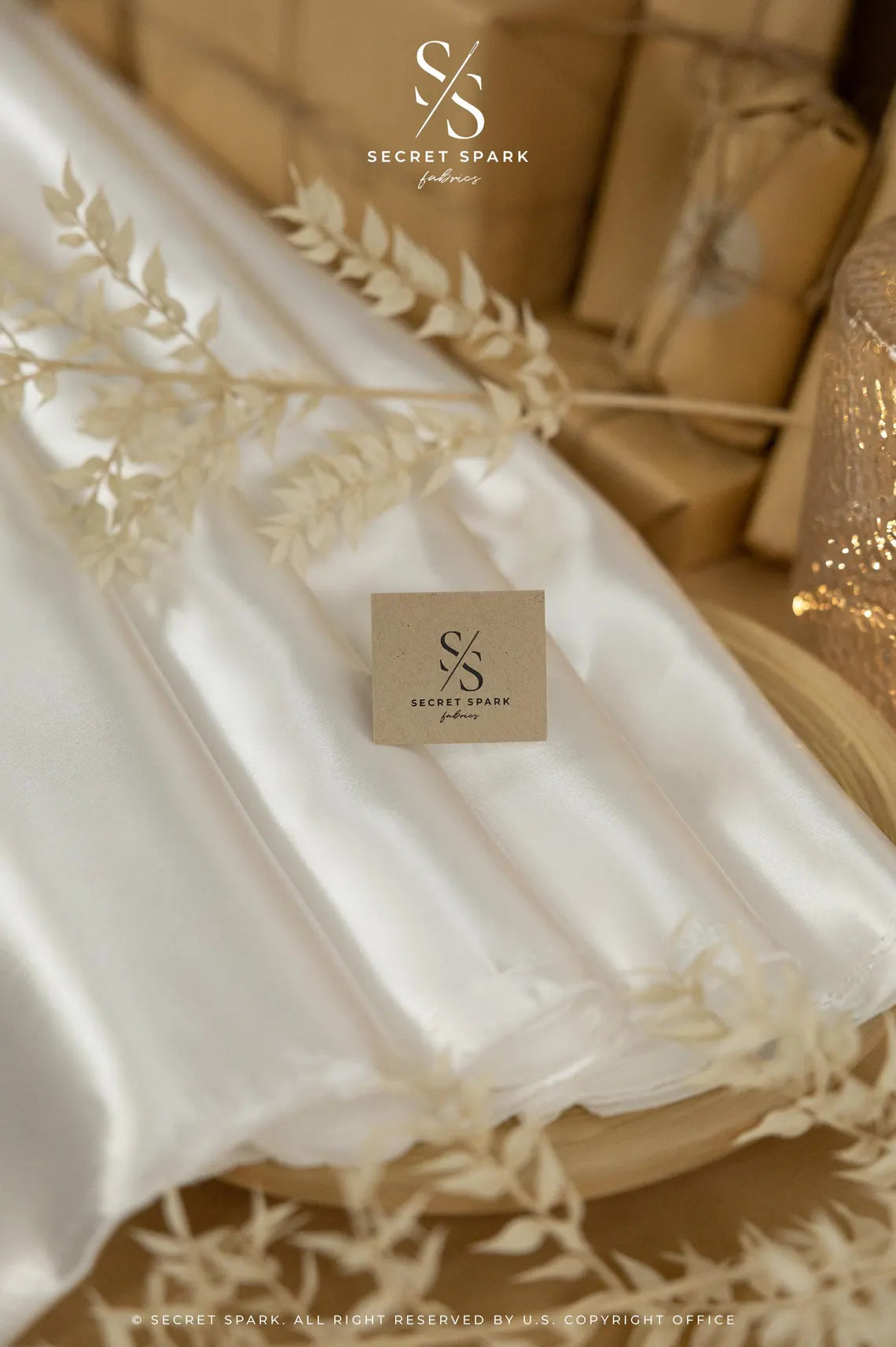 Amore - White Glossy and Sturdy Bridal Satin Fabric by the yard, Non-stretch Dense Satin Material 60" Wide, for Wedding Gown, Decor Projects