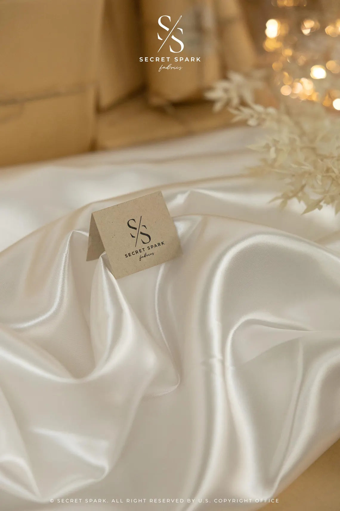 Amore - White Glossy and Sturdy Bridal Satin Fabric by the yard, Non-stretch Dense Satin Material 60" Wide, for Wedding Gown, Decor Projects