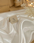 Amore - White Glossy and Sturdy Bridal Satin Fabric by the yard, Non-stretch Dense Satin Material 60" Wide, for Wedding Gown, Decor Projects