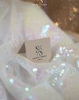 Glitz Sequin - White Unicorn Color Premium Iridescent Fabric by the Yard, 3mm Round Sequins for Wedding Dresses, Bridal Decor, Events