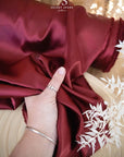 Iconic Silky Satin - Wine Color Airy & Light Weight Fabric, One Way Stretch Satin Material for Decorations, Clothing, Bulk