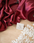 Iconic Silky Satin - Wine Color Airy & Light Weight Fabric, One Way Stretch Satin Material for Decorations, Clothing, Bulk